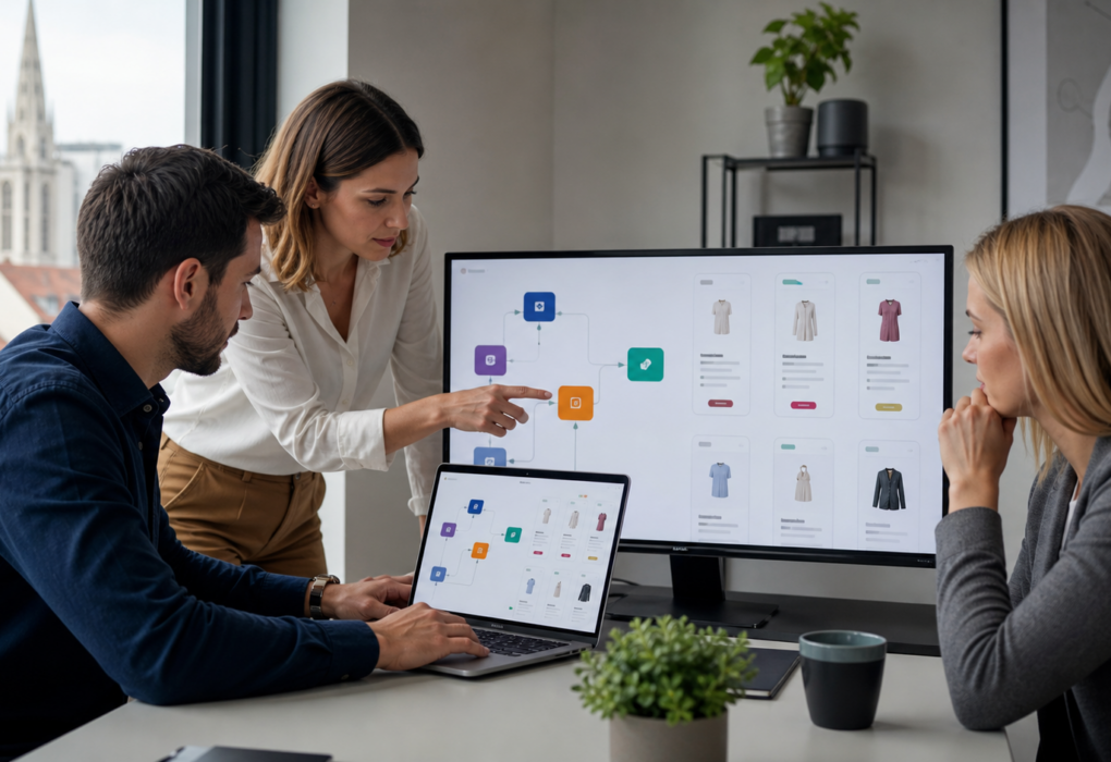Tim webshopa analizira tokove email automatizacije